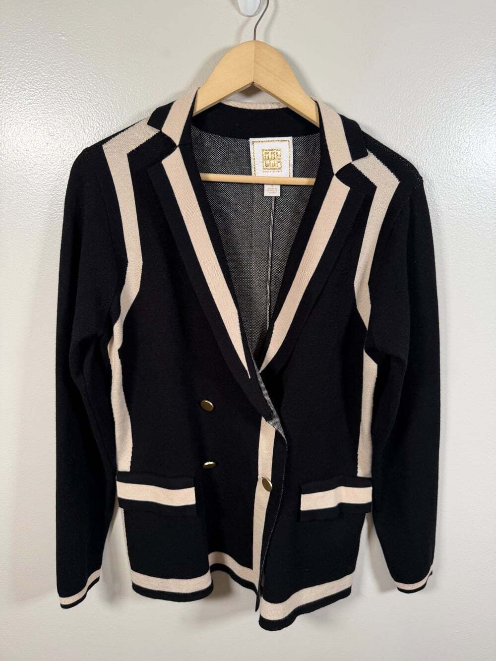 Emily McCarthy Sloane Sweater Blazer Cardigan Size Small Black Classic Work